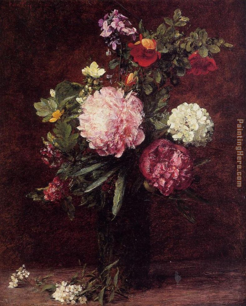 Henri Fantin-Latour Flowers Large Bouquet with Three Peonies